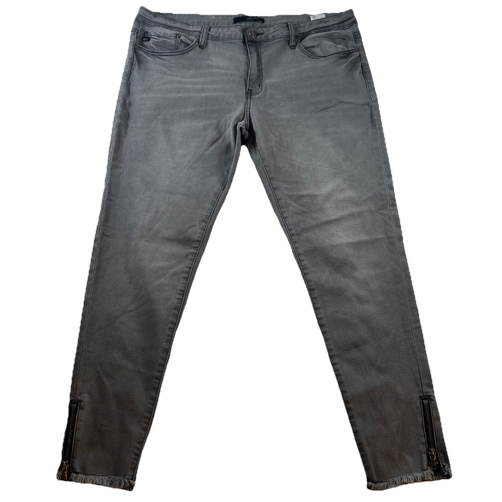 Kancan Whitley Skinny Jean‎ with Ankle Zipper 2XL Frayed Hem Gray
